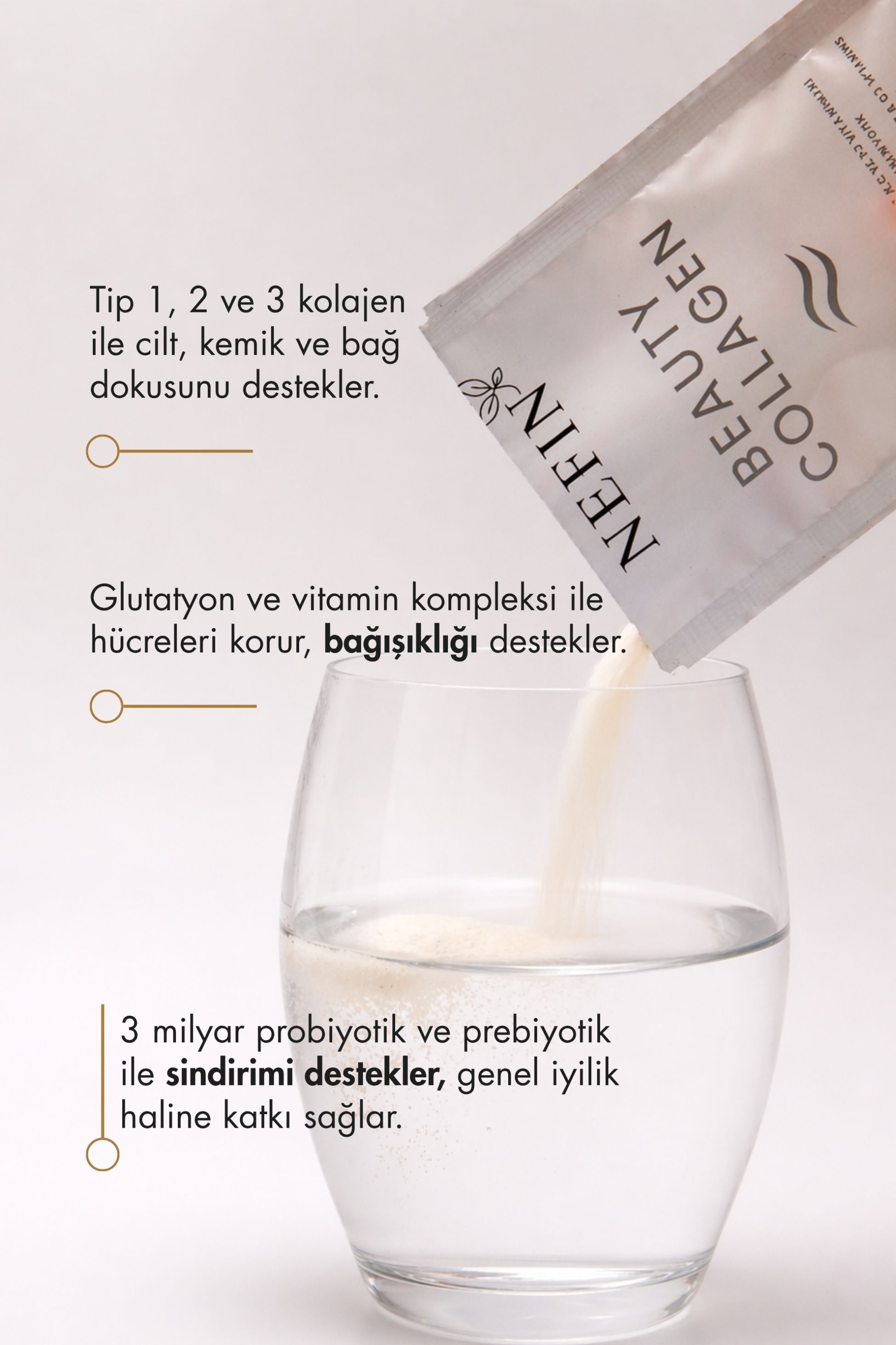 Collagen %100 Saf 3milyar Probiyotik,prebiyotik Tip 1-2-3 Üç Kat Hidrolize Vitabcd (30GÜNLÜK)